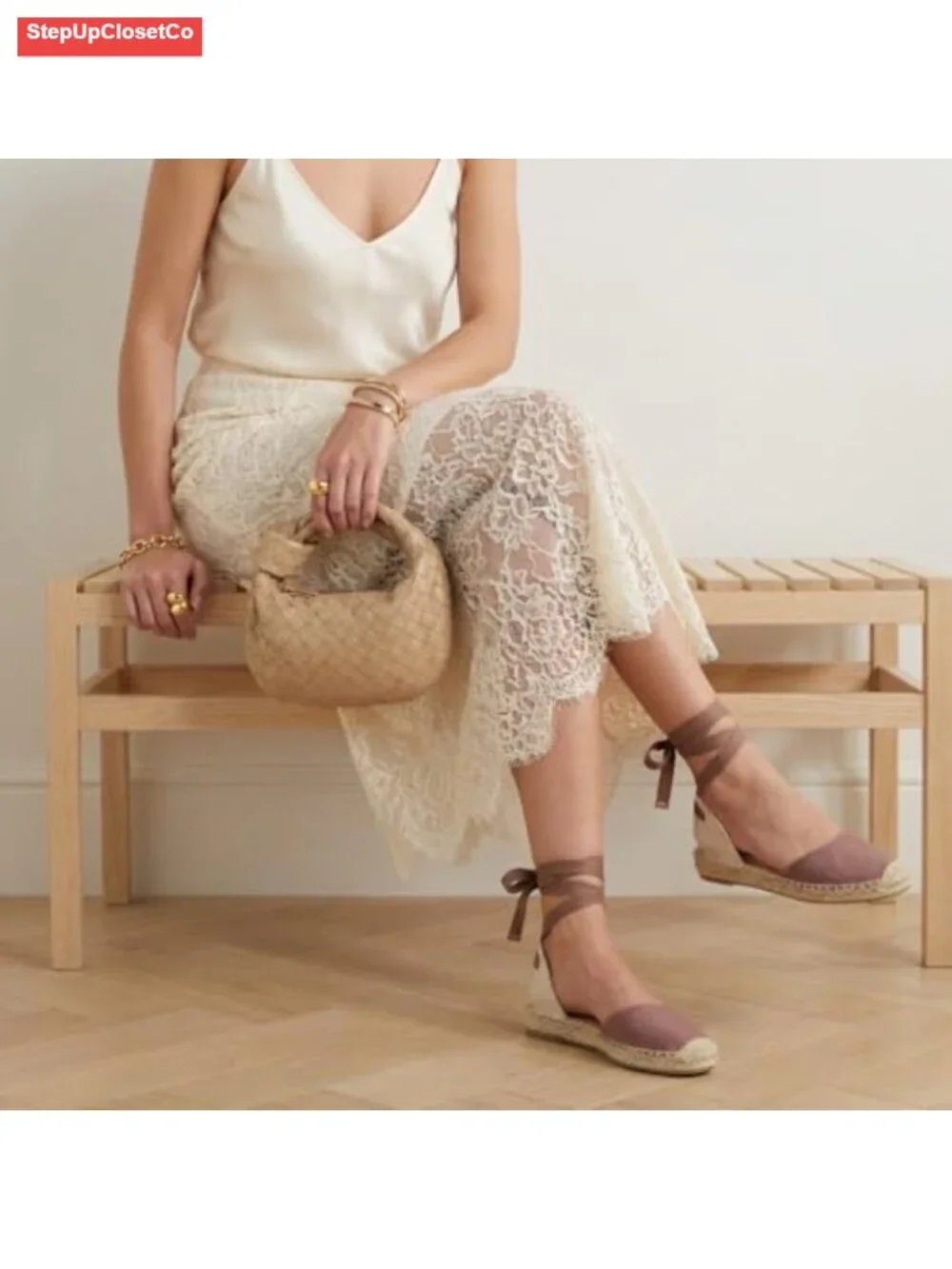 Classic Espadrille Wedge Sandals with Elastic Ankle Strap